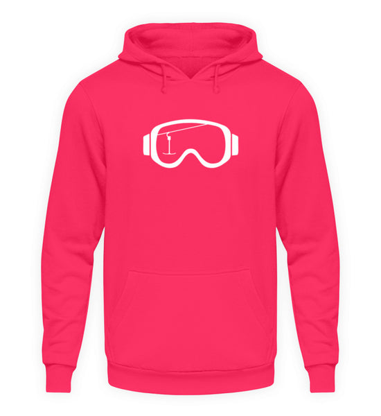 "Skibrille" Unisex Hoodie in der Farbe Hot Pink von ANKERLIFT für Wintersportler