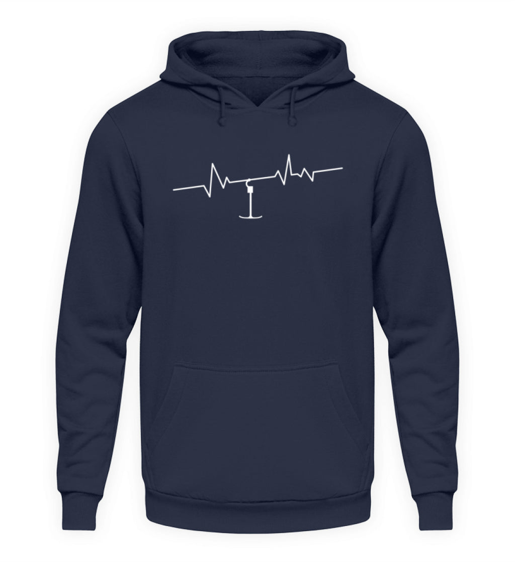 "Herzschlag" Unisex Hoodie in der Farbe Oxford Navy von ANKERLIFT für Wintersportler