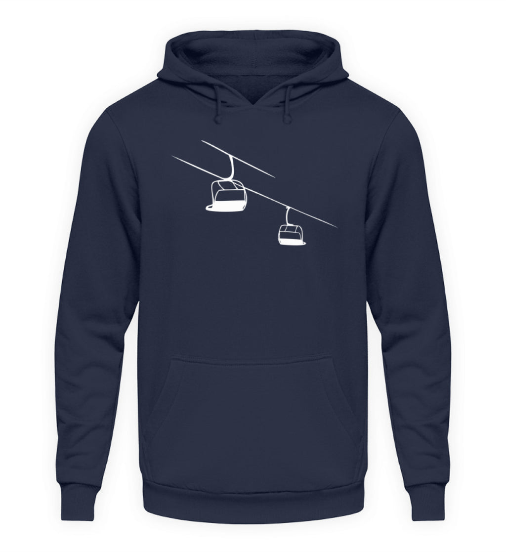 "Sesselbahn" Unisex Hoodie in der Farbe Oxford Navy von ANKERLIFT für Wintersportler